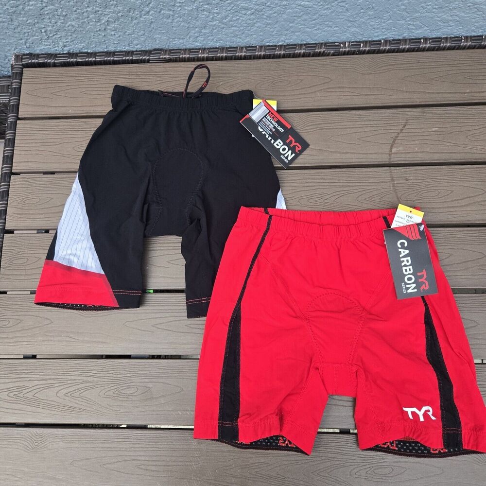 TYR Womens Carbon 6 Inch & 9 Inch Tri Padded Shorts Triathlon Bundle Sz XS New